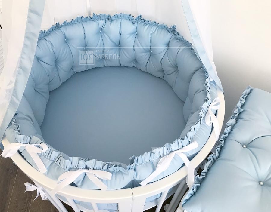 Комплект в кроватку дизайнерский "Голубой" с каретной стяжкой - ЮгМебель