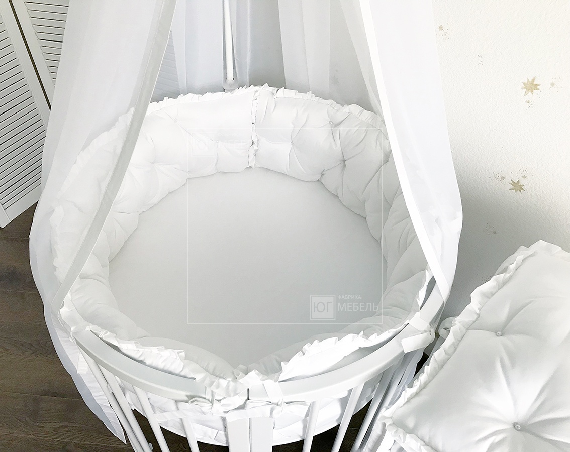 Комплект в кроватку дизайнерский "Белоснежный" с каретной стяжкой - ЮгМебель