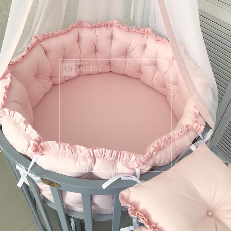 Комплект в кроватку дизайнерский "Нежно-розовый" с каретной стяжкой - ЮгМебель