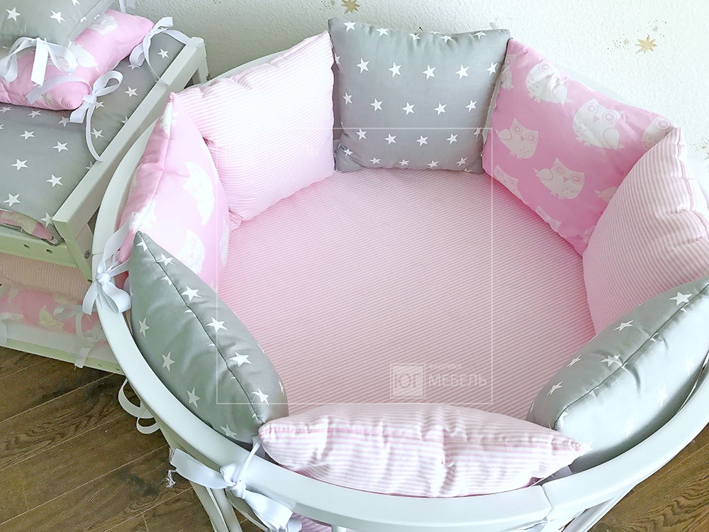 Комплект в кроватку дизайнерский Серо-розовый - ЮгМебель